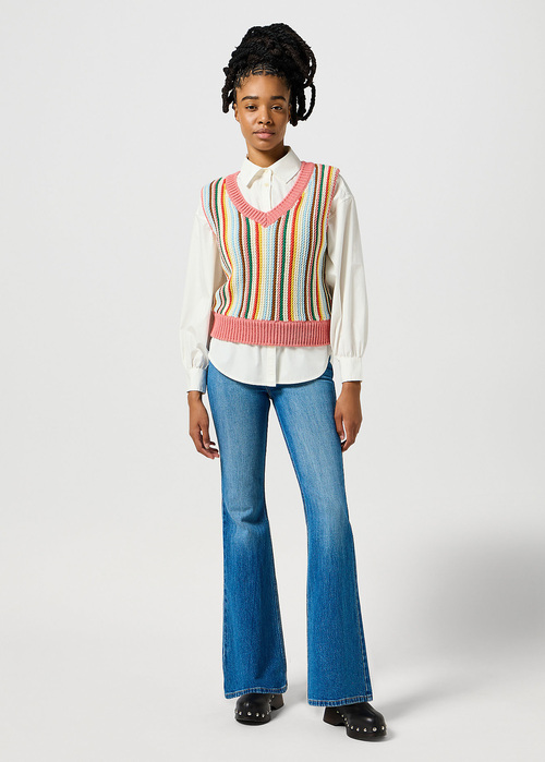 Damskie Spodnie Dzinsowe Wrangler Fierce Flare Jeans Meadow - 112356799