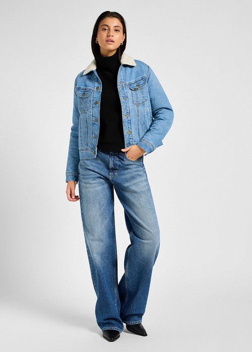 Damskie Spodnie Dzinsowe Lee Loose Rider Blue Flame - 112355265