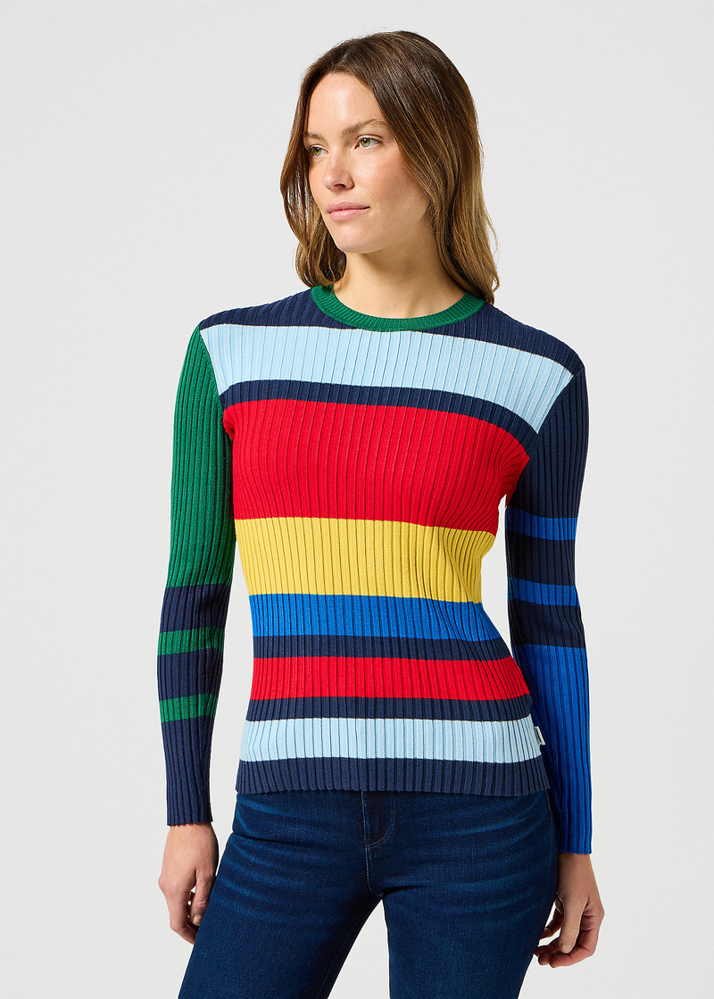 Damski Sweter Wrangler Slim Rib Sweater Navy - 112356485