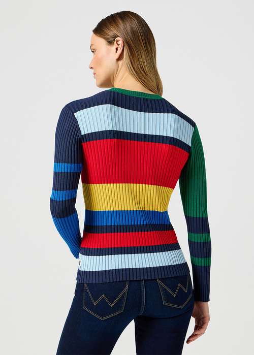 Damski Sweter Wrangler Slim Rib Sweater Navy - 112356485