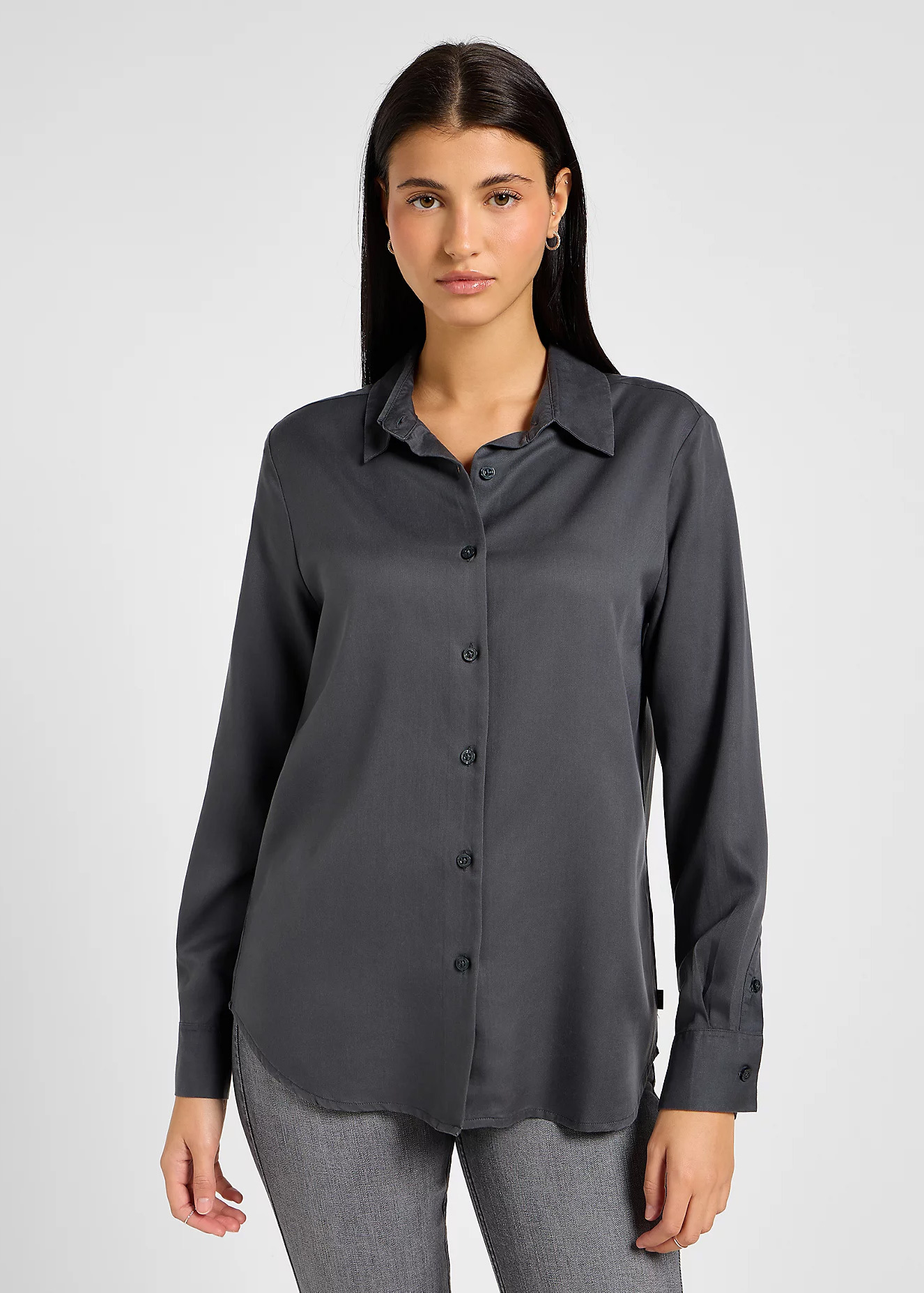 Damska Koszula Materiaowa Lee Pocketless Shirt Dark Muted Gray - 112355196