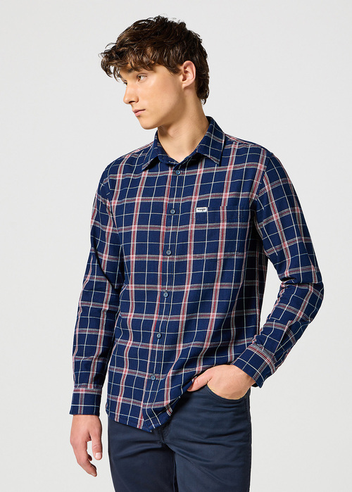 Wrangler One Pocket Shirt - Red Indigo Check 112357221 112357221