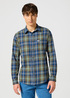 Mska Koszula Materiaowe Wrangler One Pocket Shirt Green Blue Check - 112357239
