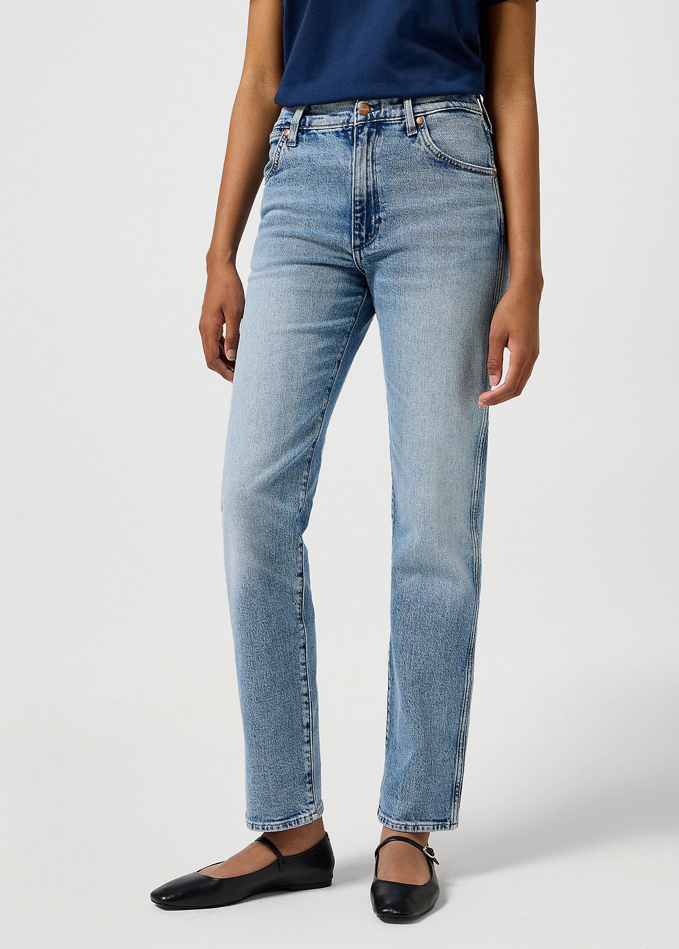 Damskie Spodnie Dzinsowe Wrangler Sunset Frosty Silver - 112356409