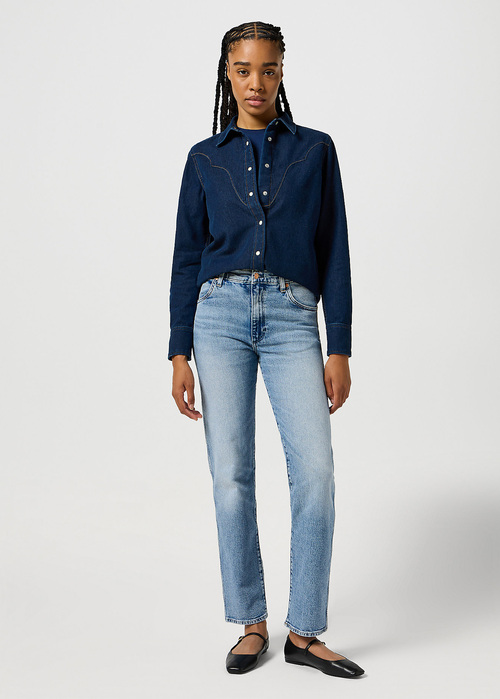 Damskie Spodnie Dzinsowe Wrangler Sunset Frosty Silver - 112356409