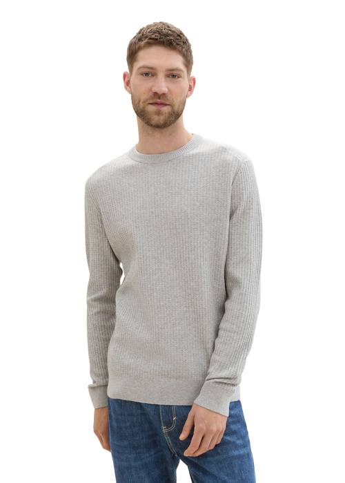 Tom Tailor Soft Sweater With A Round Neck - Grey Heather Melange 1043192-12035 