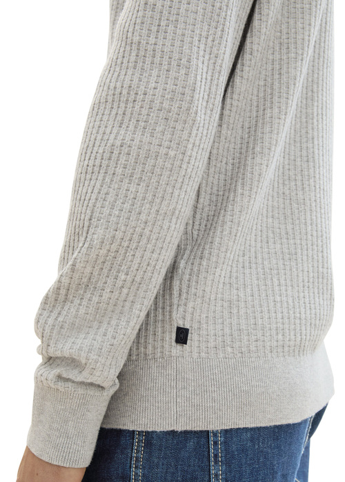 Meski Sweter Tom Tailor Soft Sweater With A Round Neck Grey Heather Melange - 1043192-12035
