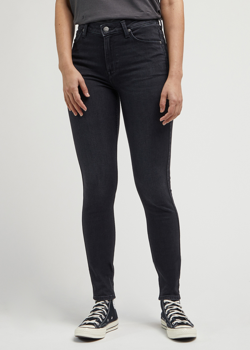 Damskie Spodnie Dzinsowe Lee Scarlett High Tingled Black - L626ODD41