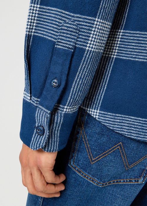 Meska Koszula Materialowe Wrangler Overshirt Black Iris Check - 112355053