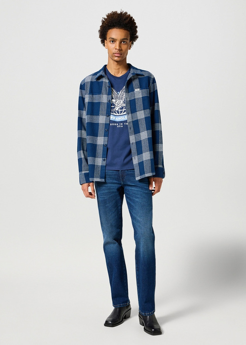 Meska Koszula Materialowe Wrangler Overshirt Black Iris Check - 112355053