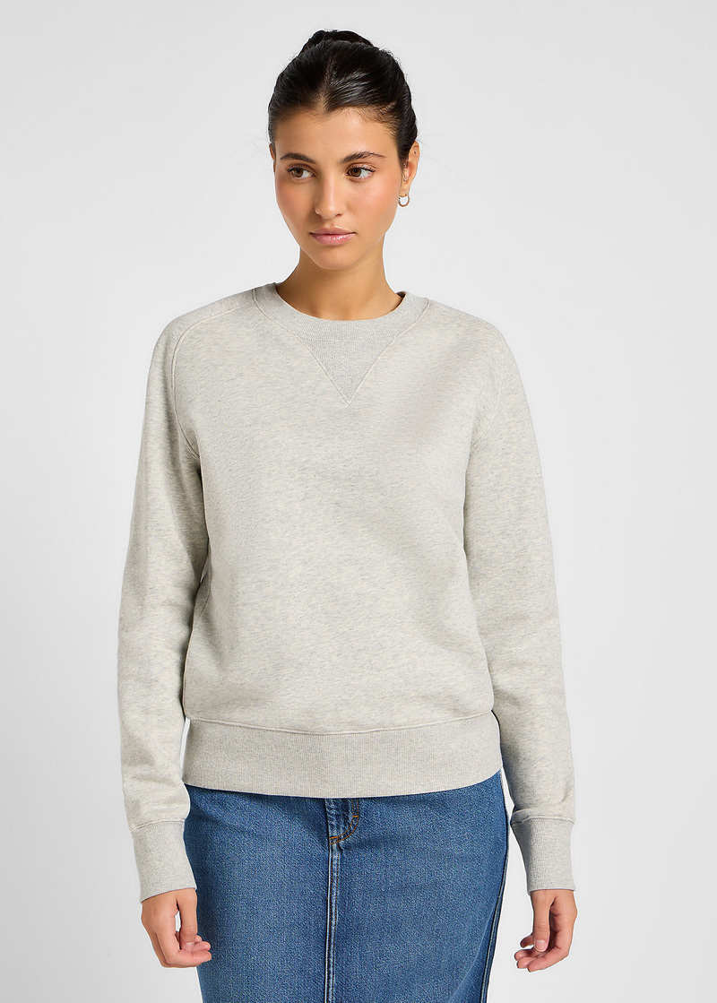 Damski Sweter Lee Long Sleeve Med Wobbly Tee Grey Heather - 112355188