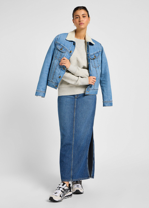 Damski Sweter Lee Long Sleeve Med Wobbly Tee Grey Heather - 112355188