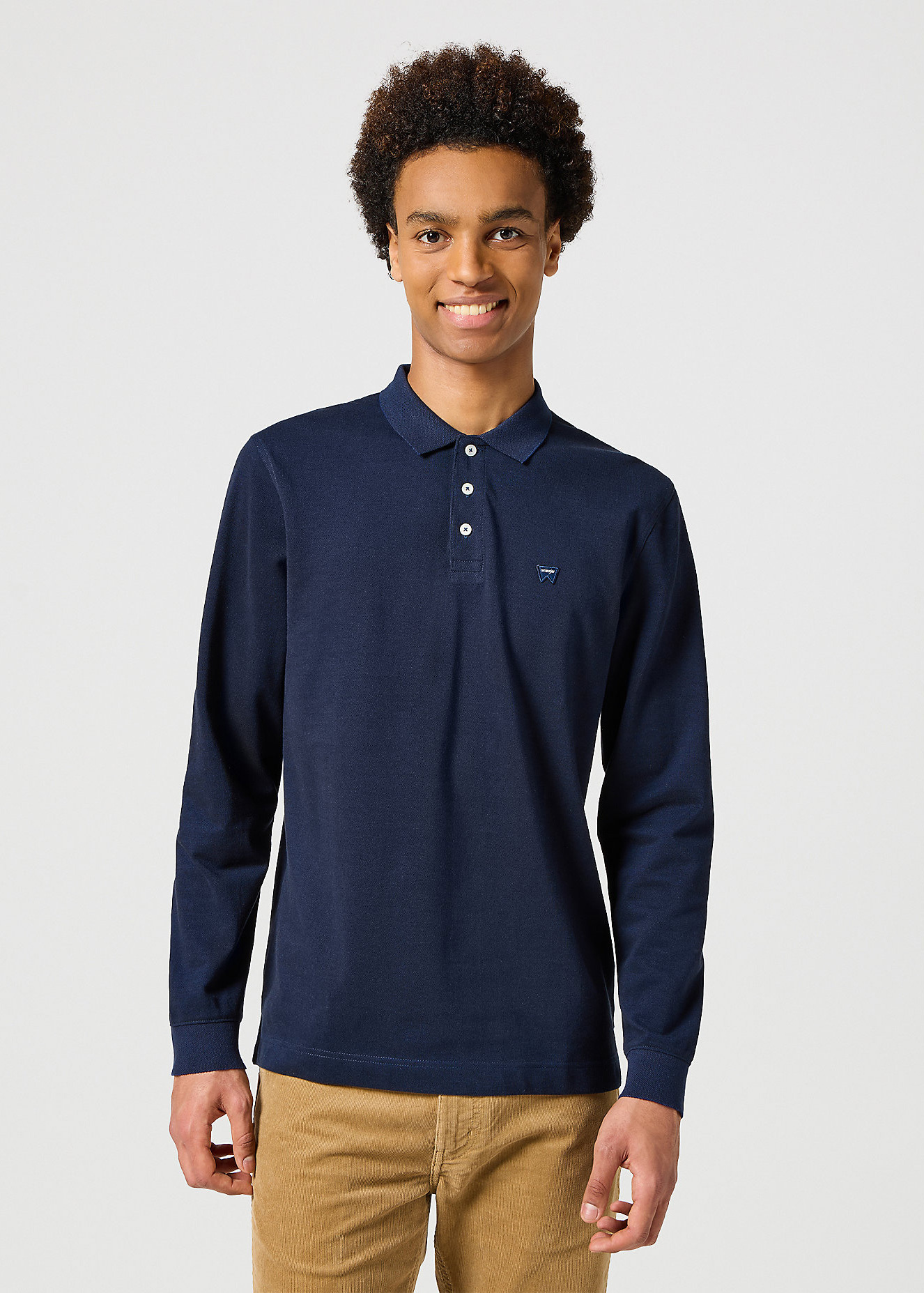 Meska Koszulka Polo Wrangler Long Sleeve Refined Polo Navy - 112357287