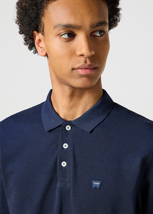 Meska Koszulka Polo Wrangler Long Sleeve Refined Polo Navy - 112357287