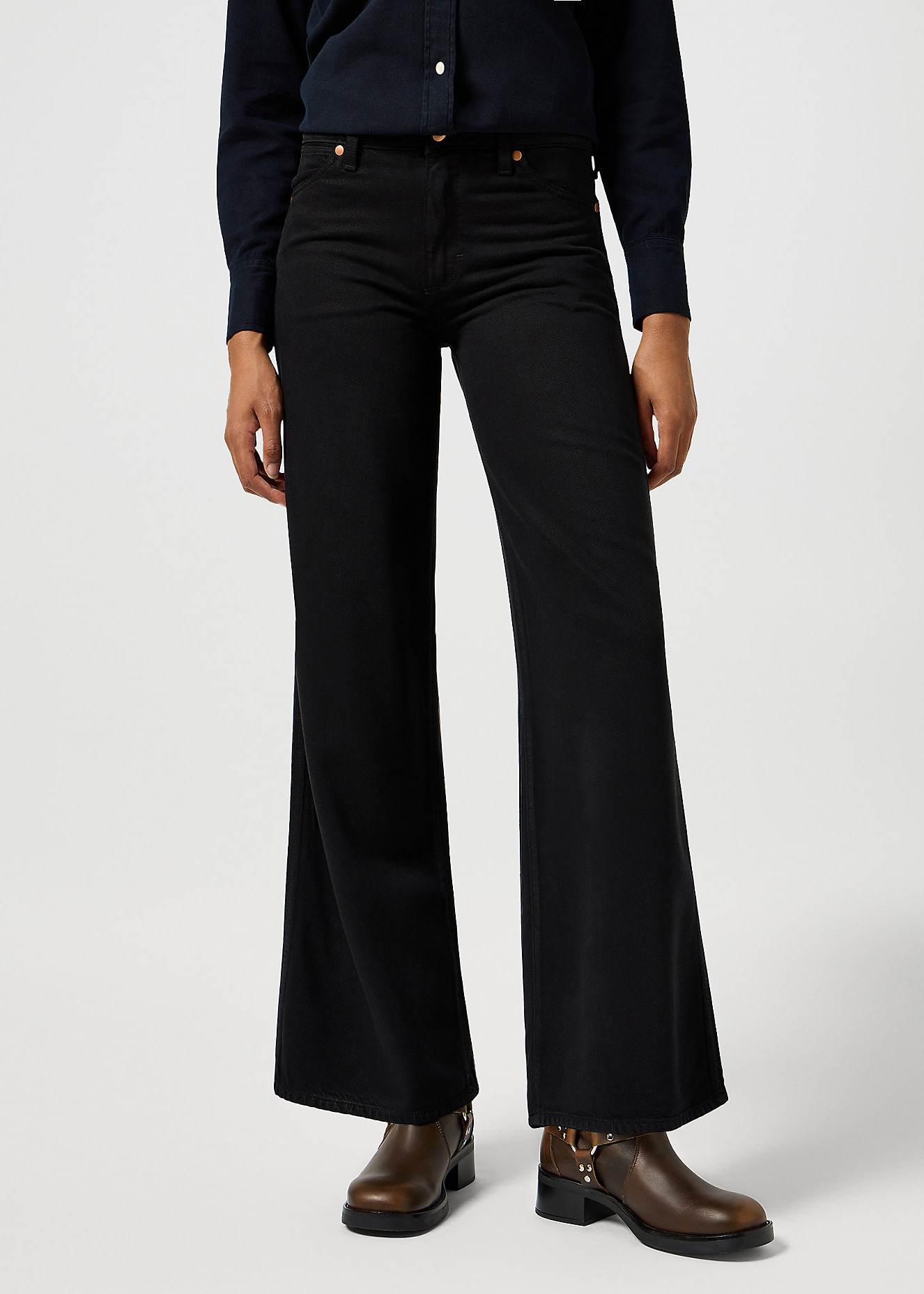 Damskie Spodnie Dzinsowe Wrangler World Wide Midnight Ride - 112356420