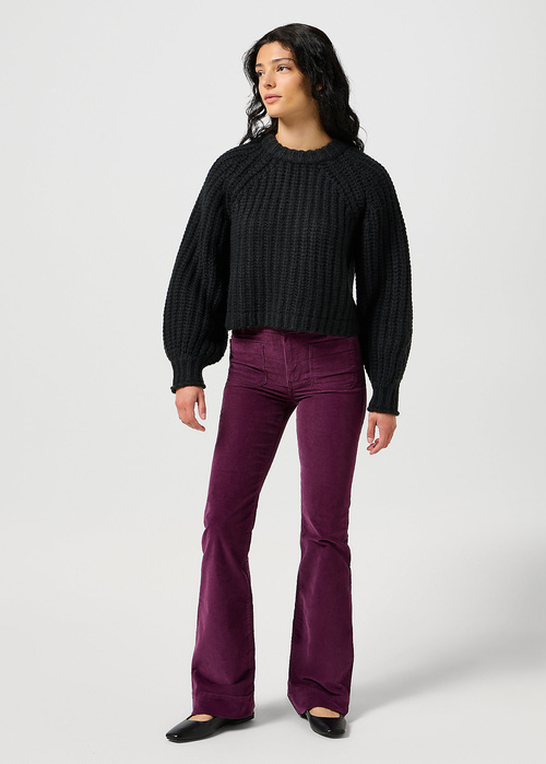 Damski Sweter Wrangler Puff Sleeve Sweater Black - 112356480