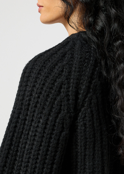 Damski Sweter Wrangler Puff Sleeve Sweater Black - 112356480