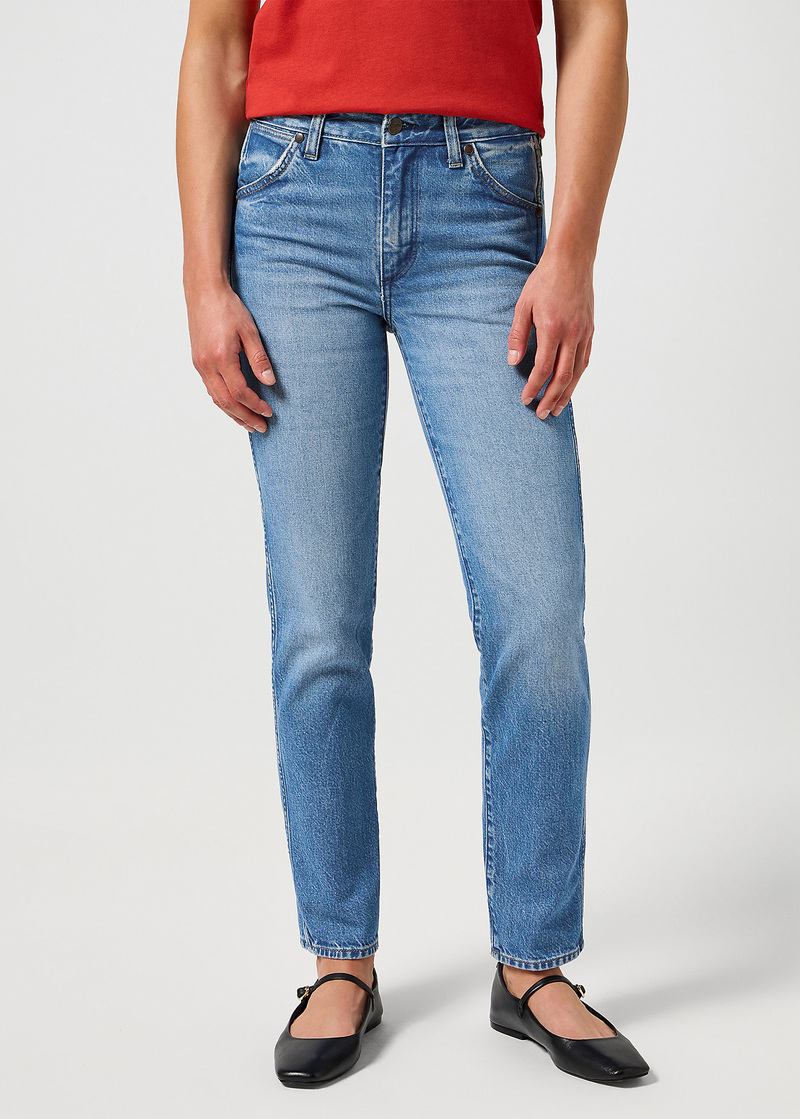 Damskie Spodnie Dzinsowe Wrangler Piper Ocean Blue - 112356406