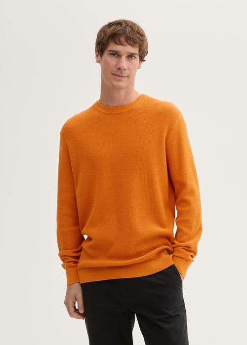 Tom Tailor Structured Crew Neck Sweater - Pumpkin Orange Melange 1042453-36300