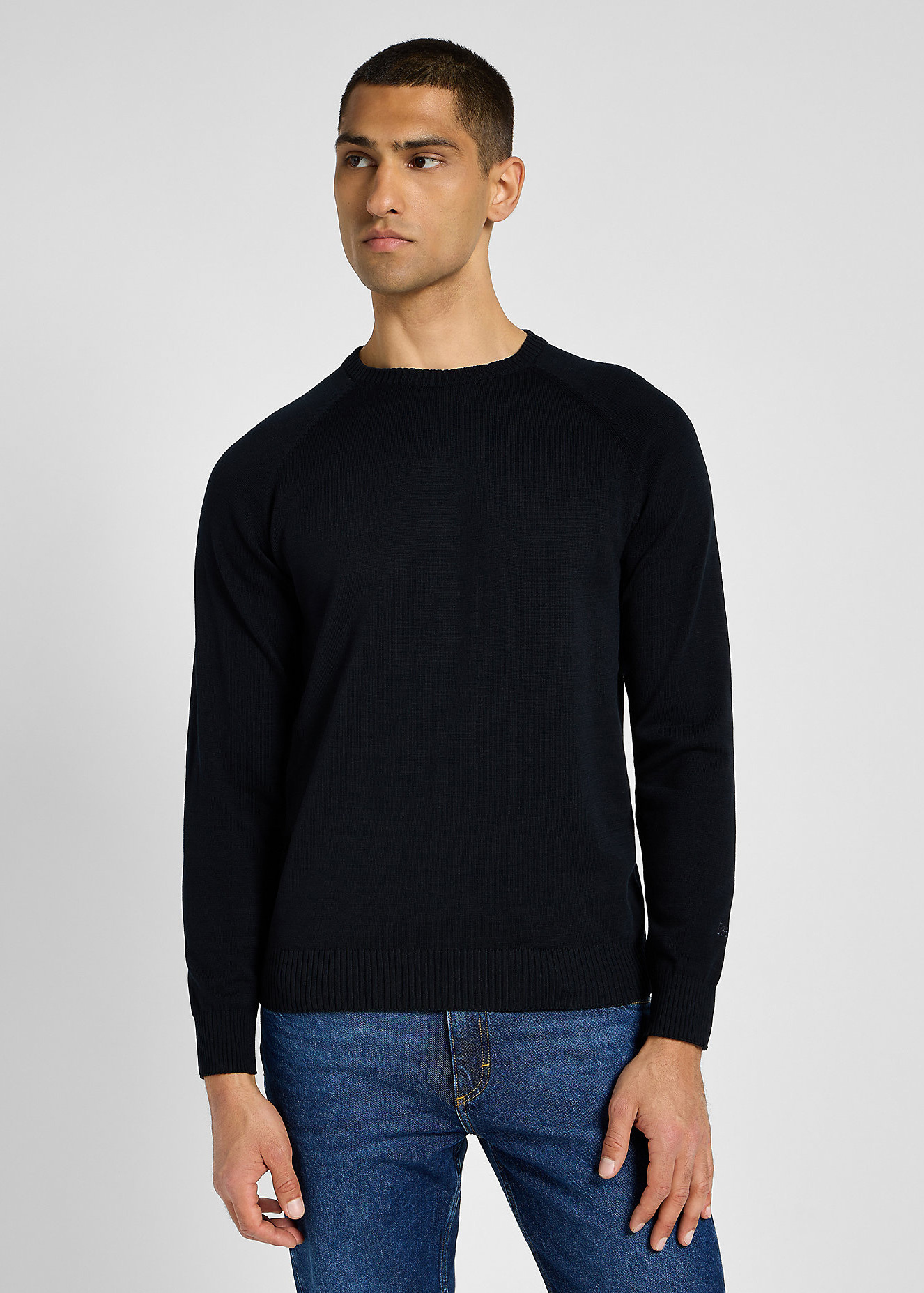 Meski Sweter Lee Clean Raglan Sweater Black - 112355670