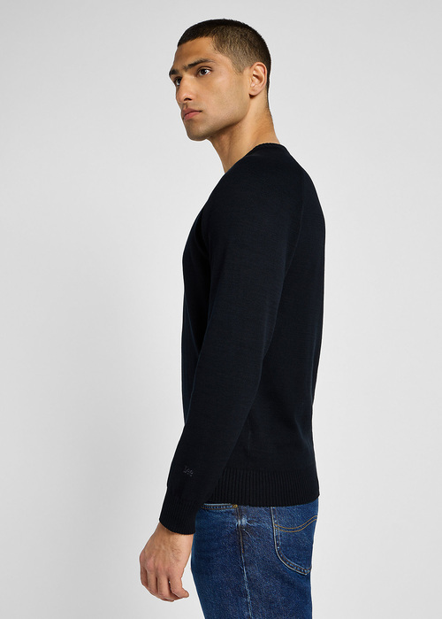 Meski Sweter Lee Clean Raglan Sweater Black - 112355670