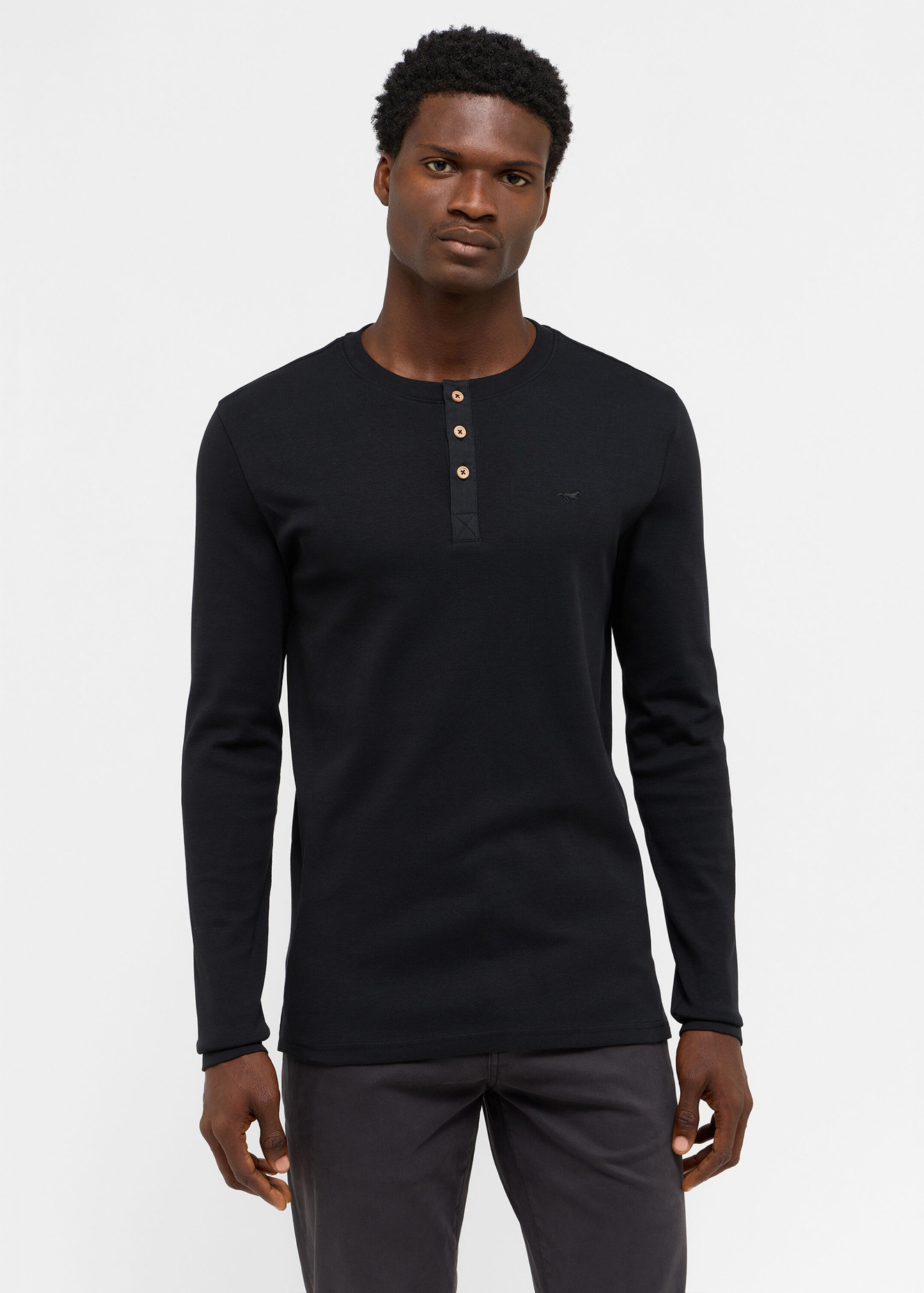 Meska Koszulka Z Dlugim Rekawem Mustang Jeans Arminto Black - 1014698-4142