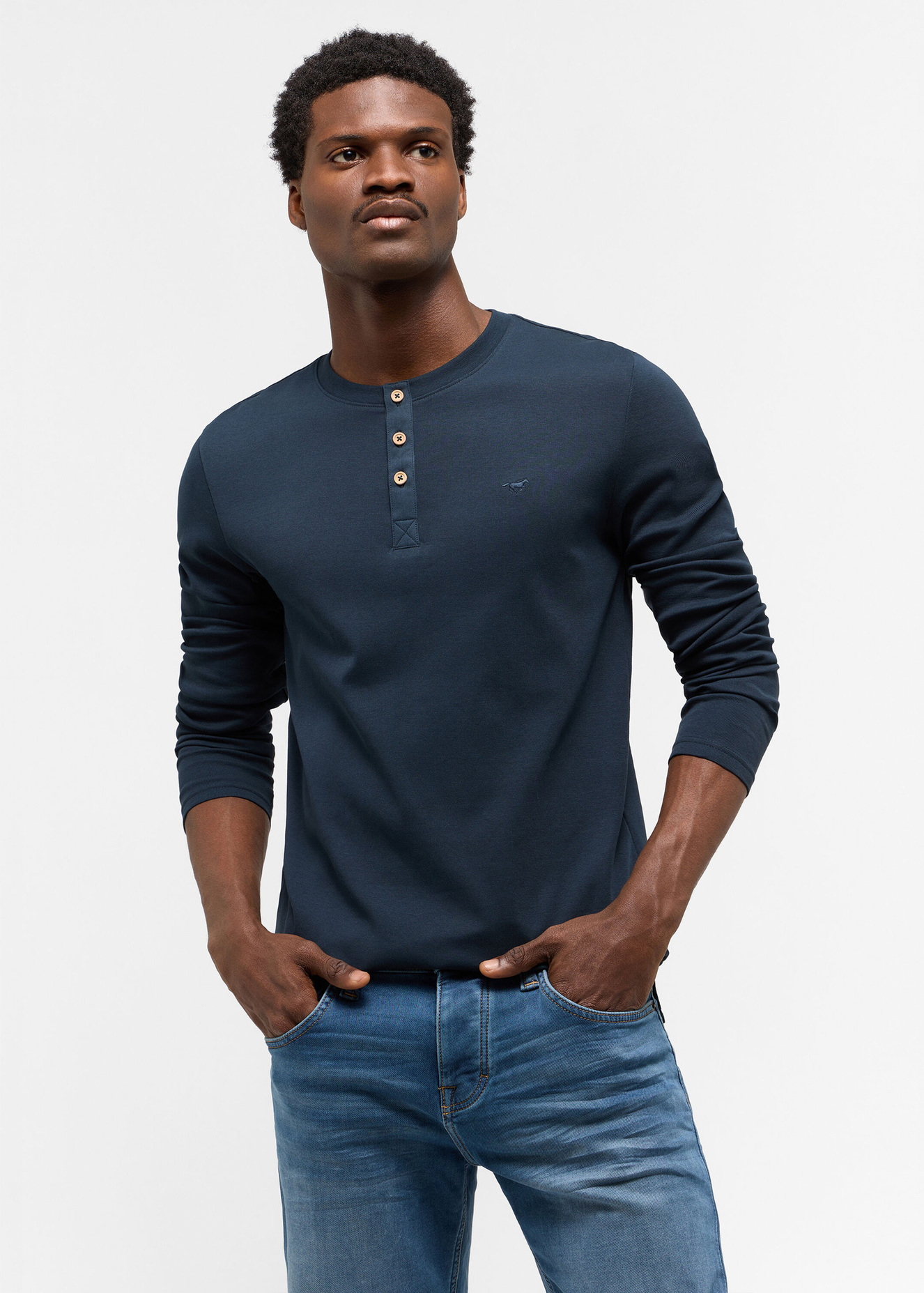 Meska Koszulka Z Dlugim Rekawem Mustang Jeans Arminto Carbon - 1014698-4135