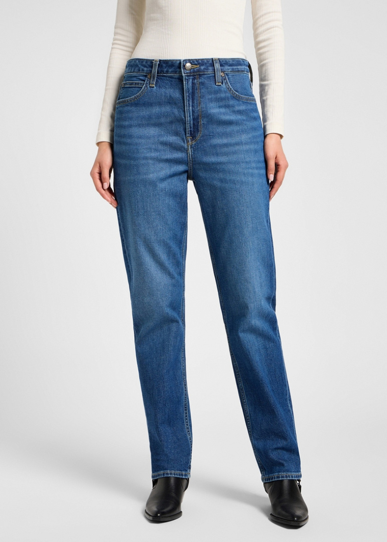 Damskie Spodnie Dinsowe Lee Carol Mid Stream - 112355542