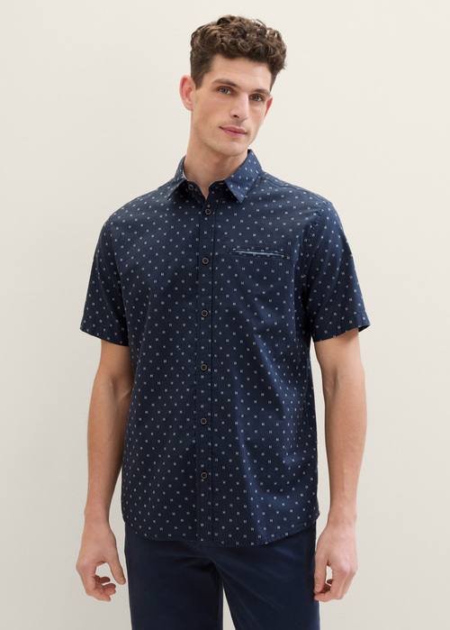 Tom Tailor Short-sleeved Shirt With A Print - Navy Stripe Design 1040138-34712 