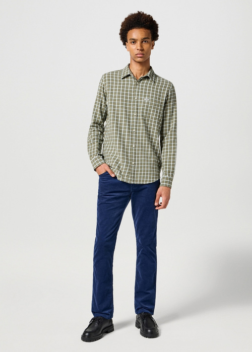 Meskie Spodnie Materialowe Wrangler Greensboro Non Denim Navy - 112355029