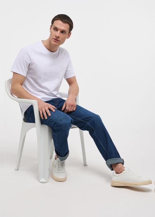 Meskie Spodnie Dzinsowe Mustang Jeans Tramper Straight Denim Blue - 1013715-5000-843