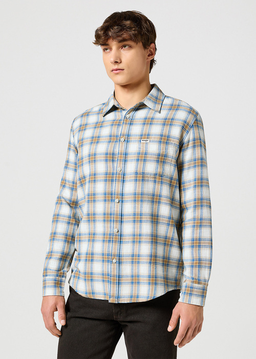Wrangler One Pocket Indigo Shirt - White Check 112357227 112357227