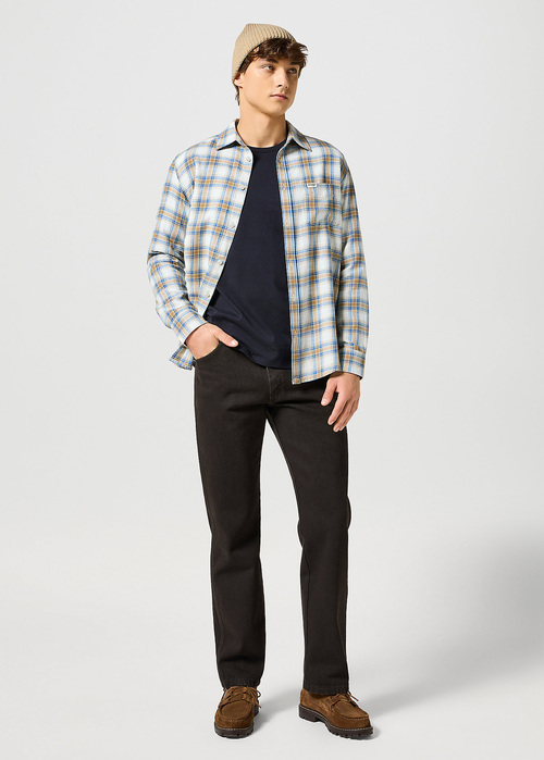 Meska Koszula Materialowe Wrangler One Pocket Indigo Shirt White Check - 112357227