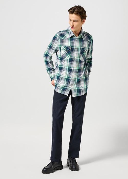 Meskie Spodnie Materialowe Wrangler Greensboro Non Denim Dark Navy - 112356773