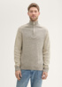Meski Sweter Tom Tailor Halfzip Sweater Sand Taupe Navy Multicolor - 1043271-36164