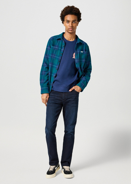 Meskie Spodnie Dzinsowe Wrangler Texas Slim Jeans Deep Blue Black - 112355027