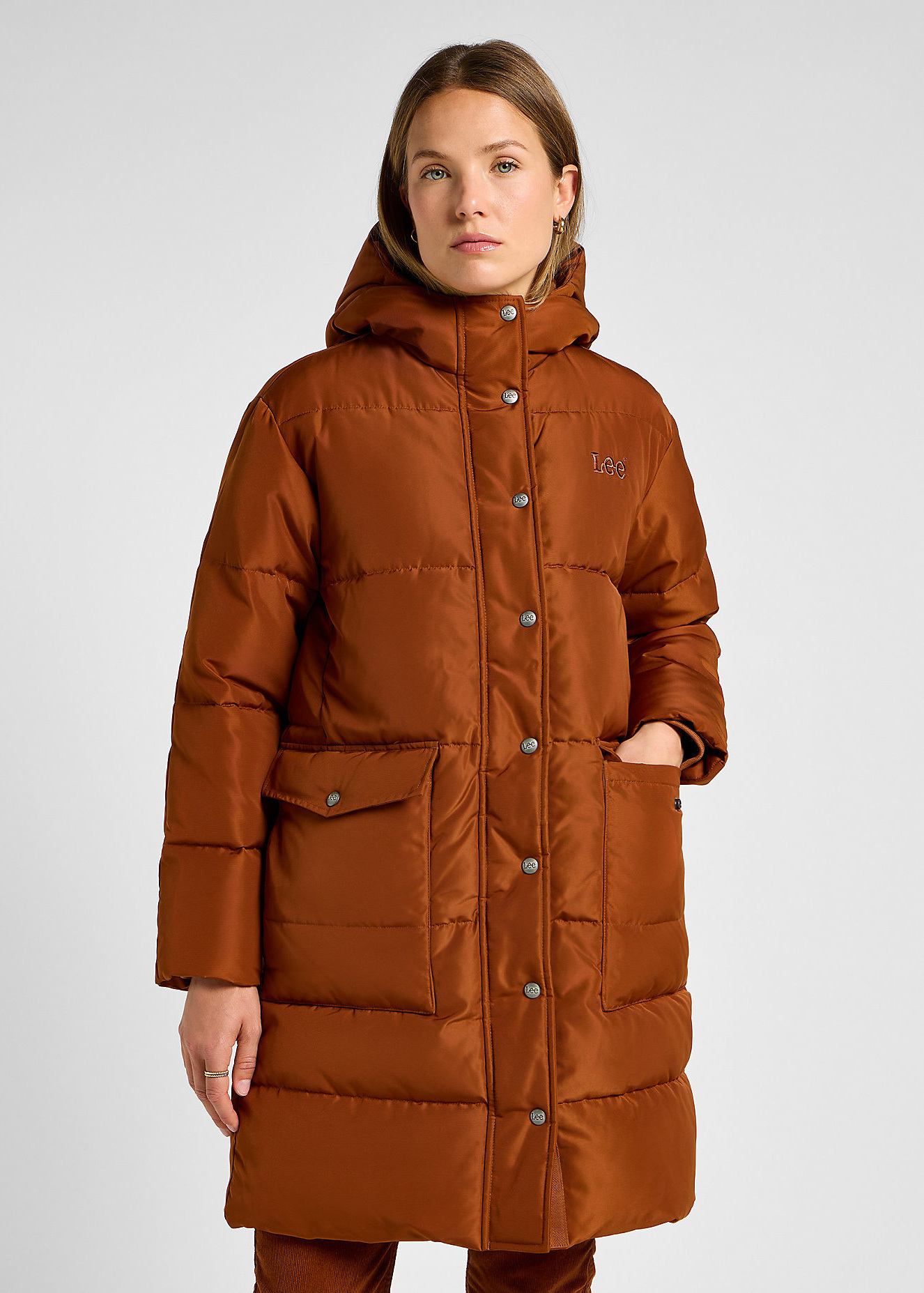 Damska Kurtka Lee Long Puffer Jacket Clove - 112355178