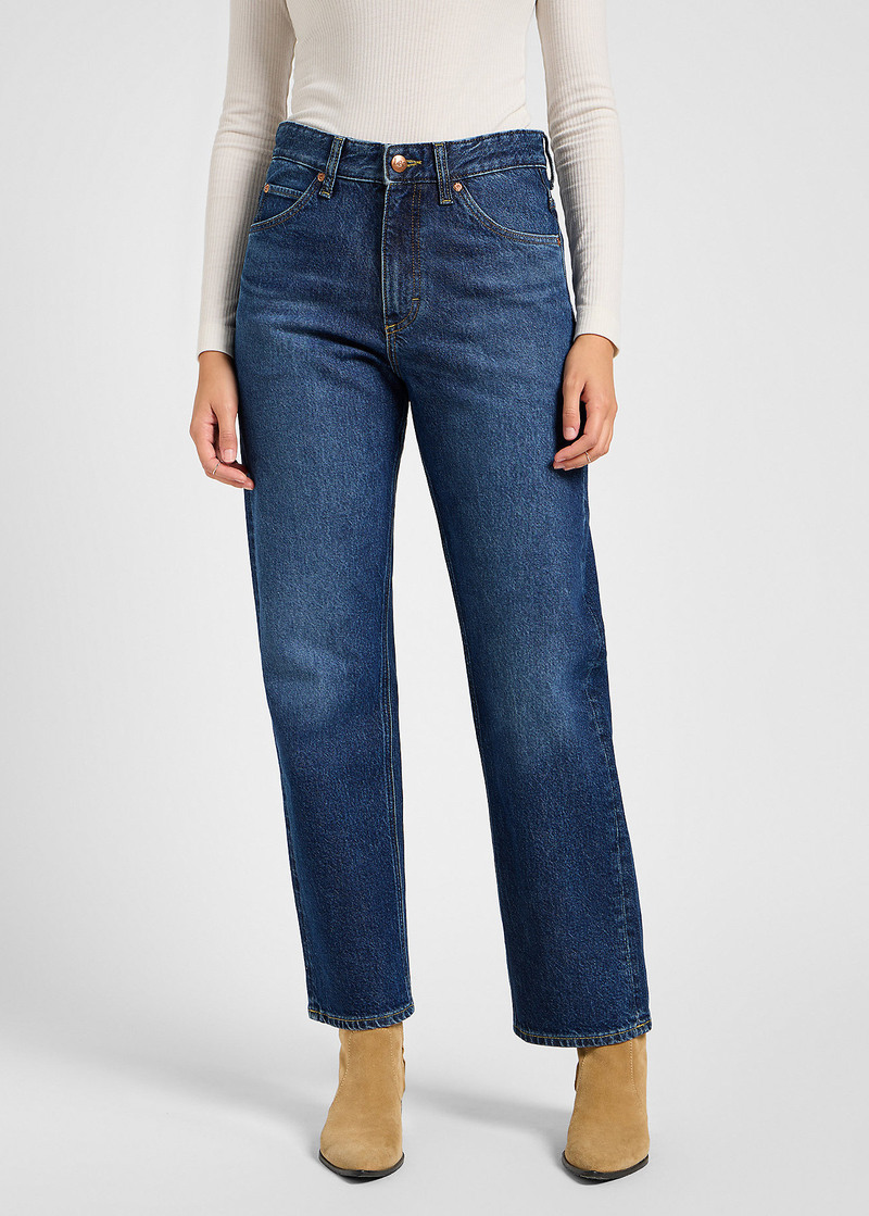 Damskie Spodnie Dzinsowe Lee Rider Blue Electricity - 112346335