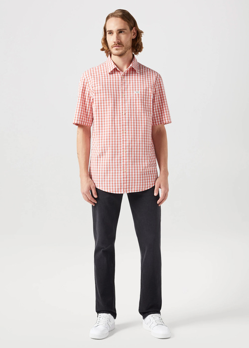 Meska Koszula Materialowe Wrangler Short Sleeve 1 Pocket Shirt Red Check - 112350569