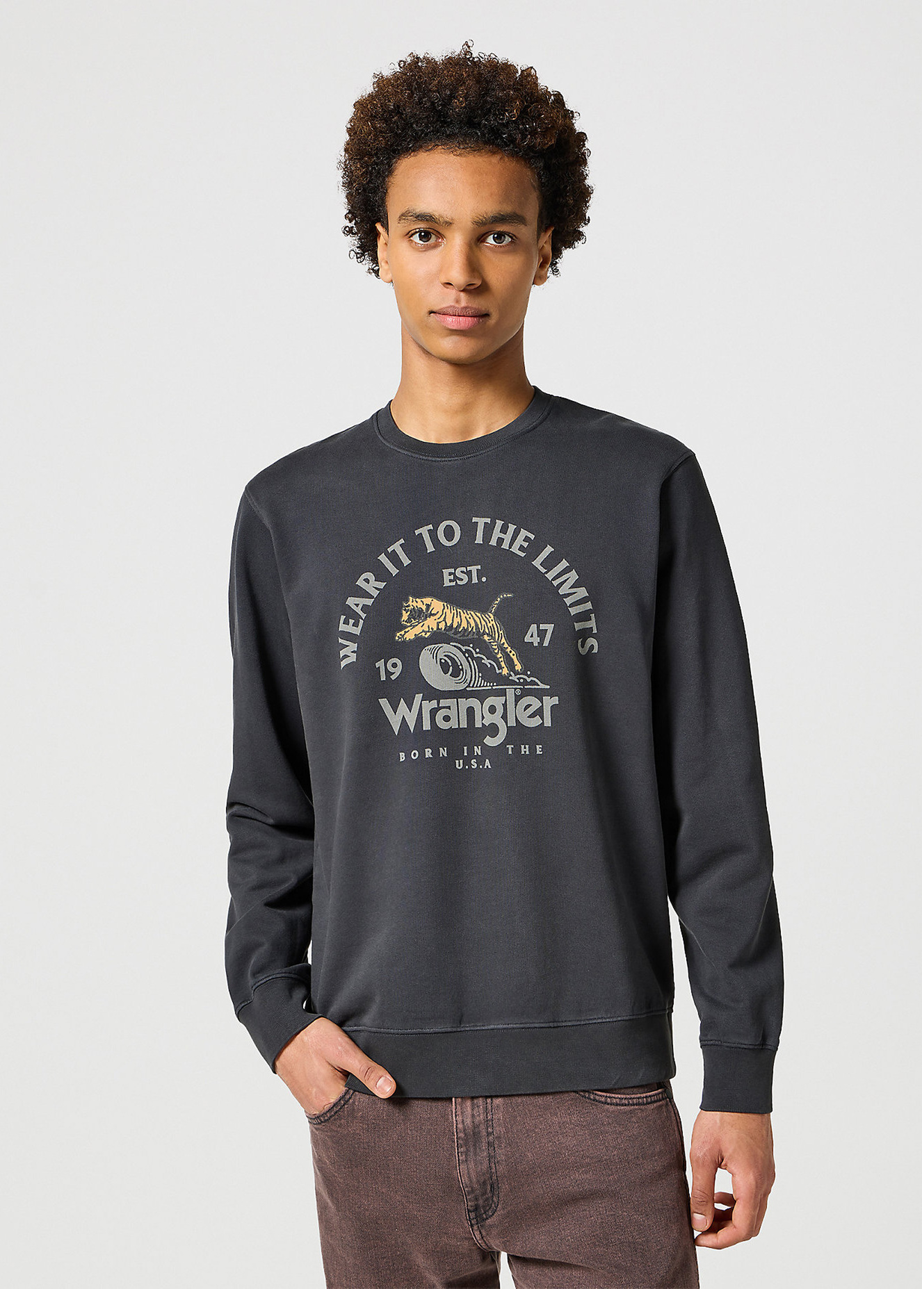 Meska Bluza Wrangler Crewneck Sweatshirt Faded Black - 112357385
