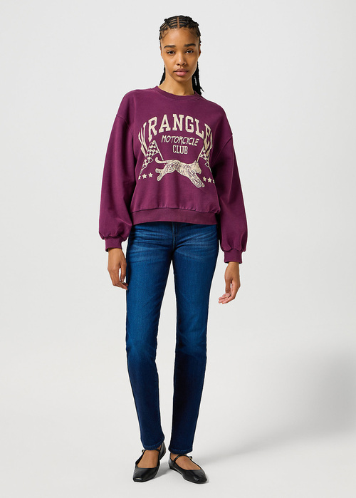 Damskie Spodnie Dzinsowe Wrangler Straight Solstice Blue - 112358250