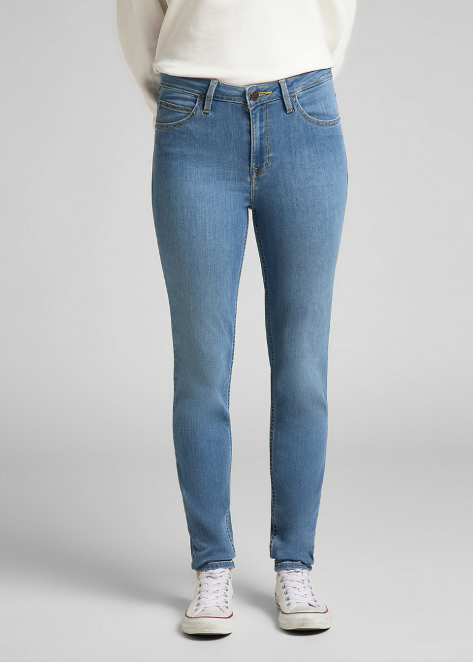 Damskie Spodnie Dzinsowe Lee Scarlett High Mid Blue - L626EMXT