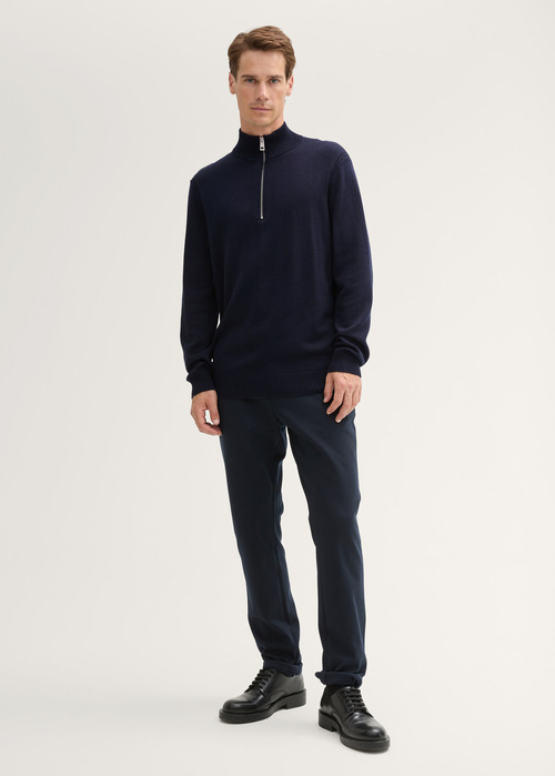 Meski Sweter Tom Tailor Half Zip Sweater Sky Captain Blue - 1043249-10668