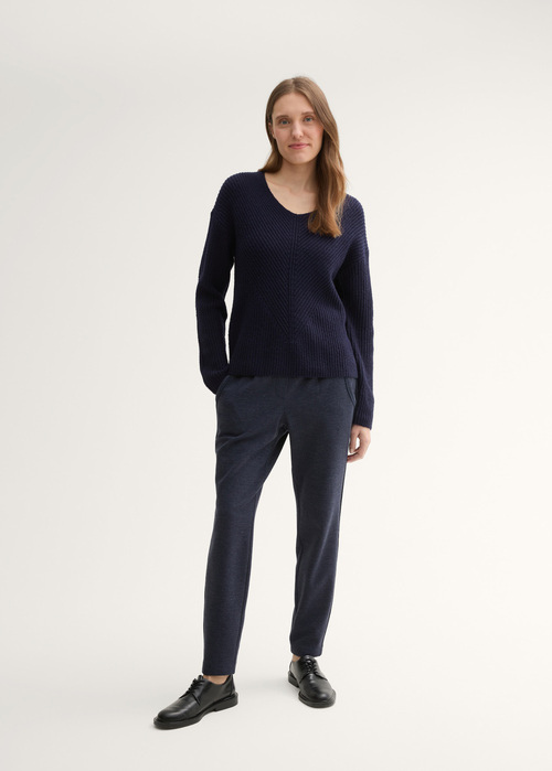 Damski Sweter Tom Tailor Knitted Pullover With A V Neckline Sky Captain Blue - 1042956-10668