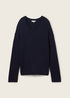 Damski Sweter Tom Tailor Knitted Pullover With A V Neckline Sky Captain Blue - 1042956-10668