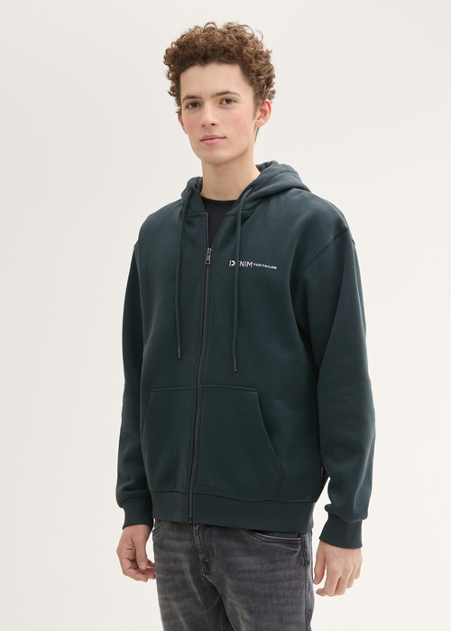 Denim Tom Tailor Hoodie With A Zipper - Dark Gable Green 1038737-10362