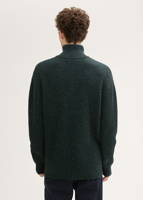 Mski Sweter Tom Tailor Troyer Knitted Sweater With Texture Green Colorful Neps - 1043025-36439