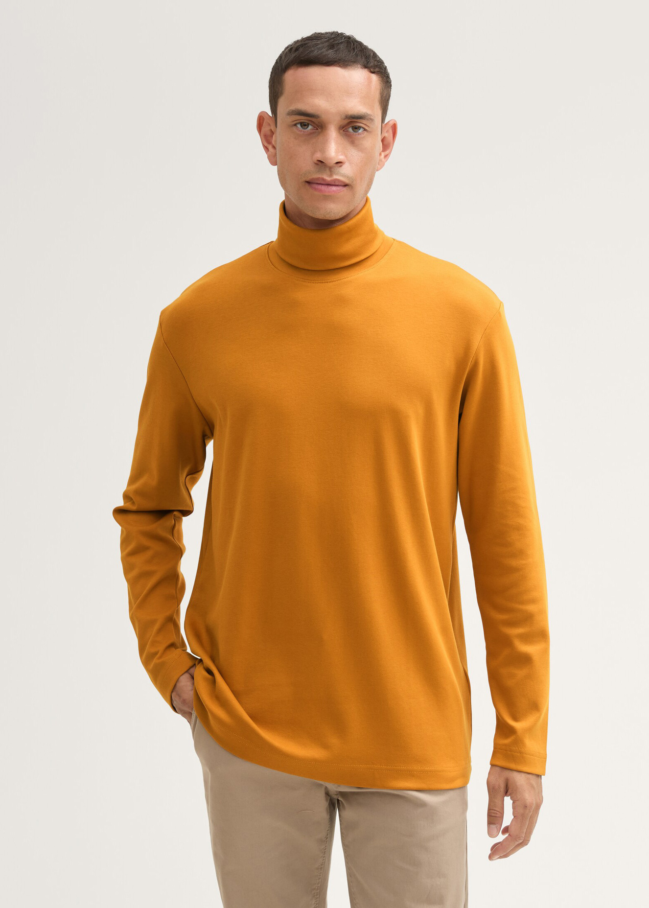 Meski Sweter Tom Tailor Longsleeve Turtleneck Peanut Butter Brown - 1043993-10821