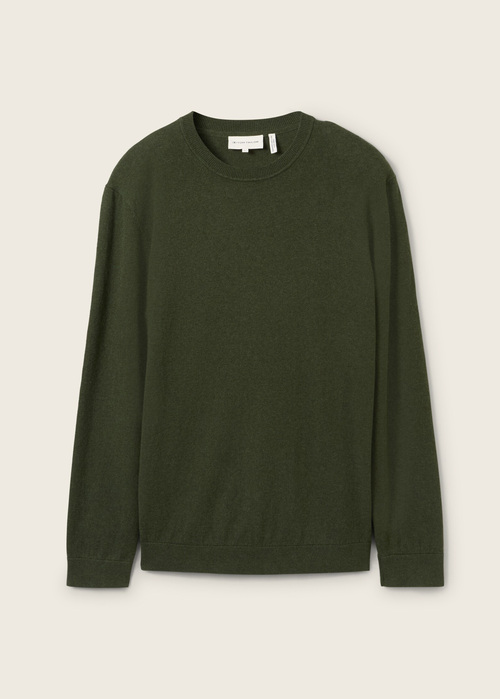 Meski Sweter Tom Tailor Knit Sweater In Recycled Cashmere Rosin Green Melange - 1043266-36230