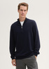 Meski Sweter Tom Tailor Troyer Knit Sweater In Recycled Cashmere Knitted Navy Melange - 1043268-13160